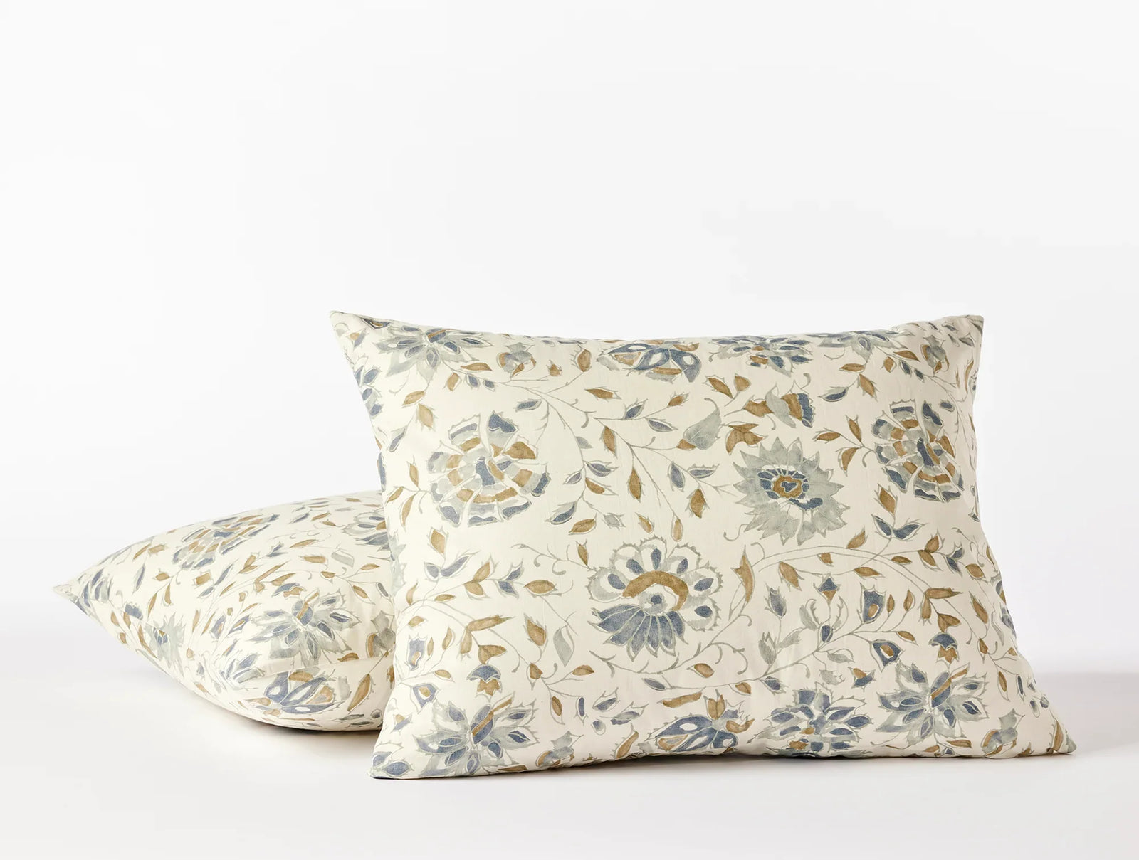 Coyuchi King Sham Undyed w Lagoon Coyuchi + Rejuvination Flora Organic Print Duvet Cover