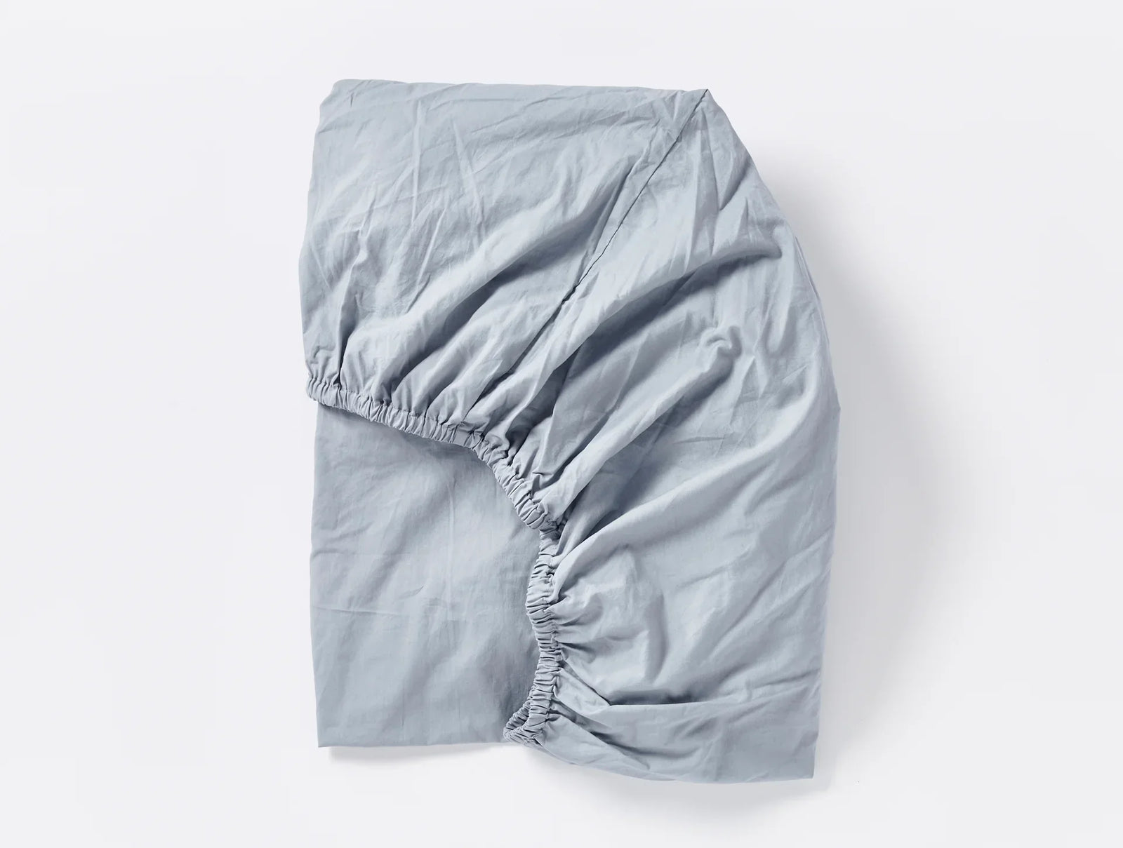 Coyuchi Steel Blue Organic Crinkled Percale Fitted Sheet