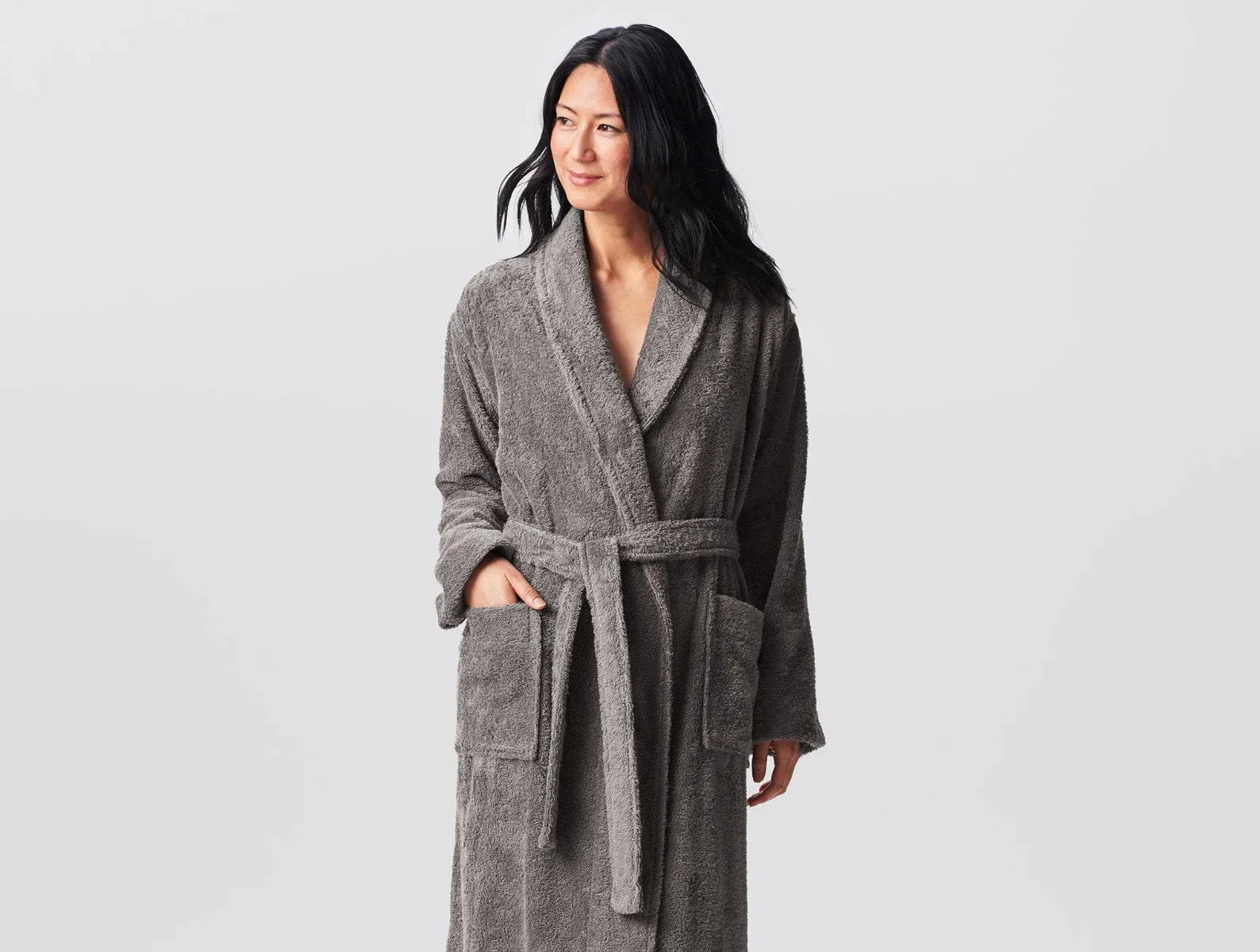 Coyuchi Slate Unisex Cloud Loom Organic Robe