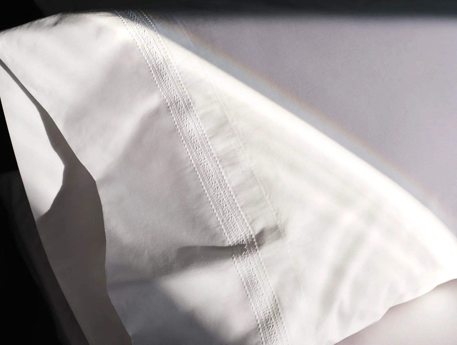 Coyuchi Alpine White Landscape Embroidered Organic Percale Sheet Set