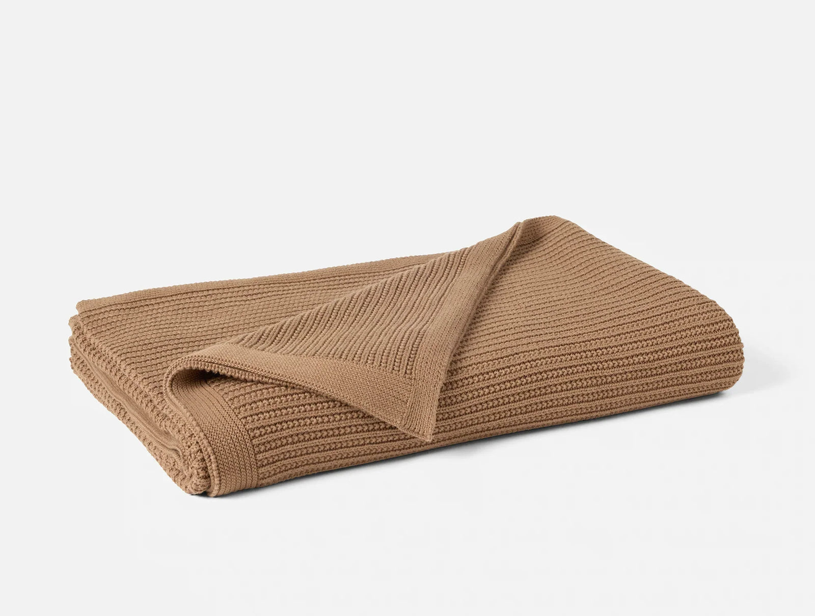 Coyuchi Throw 50"x70" Chestnut Linea Organic Knit Throw