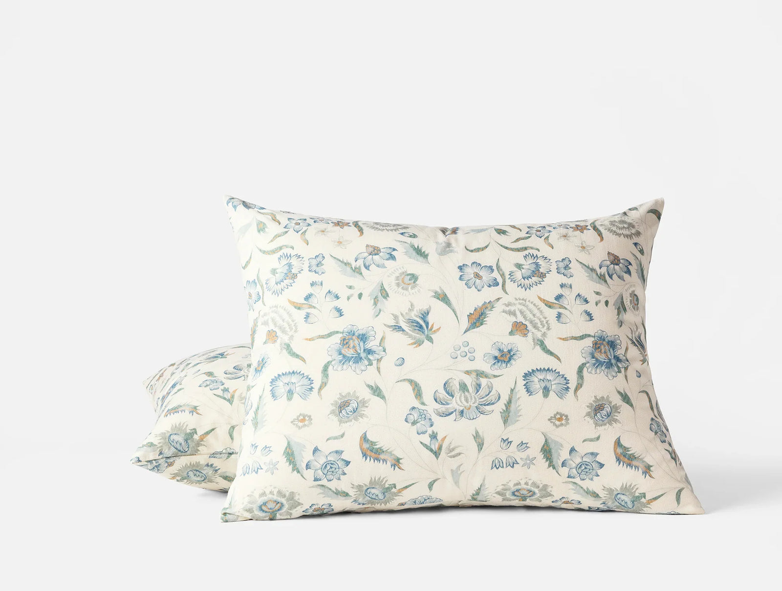 Coyuchi Standard Sham Undyed w Cerulean Viola Organic Print Duvet Cover