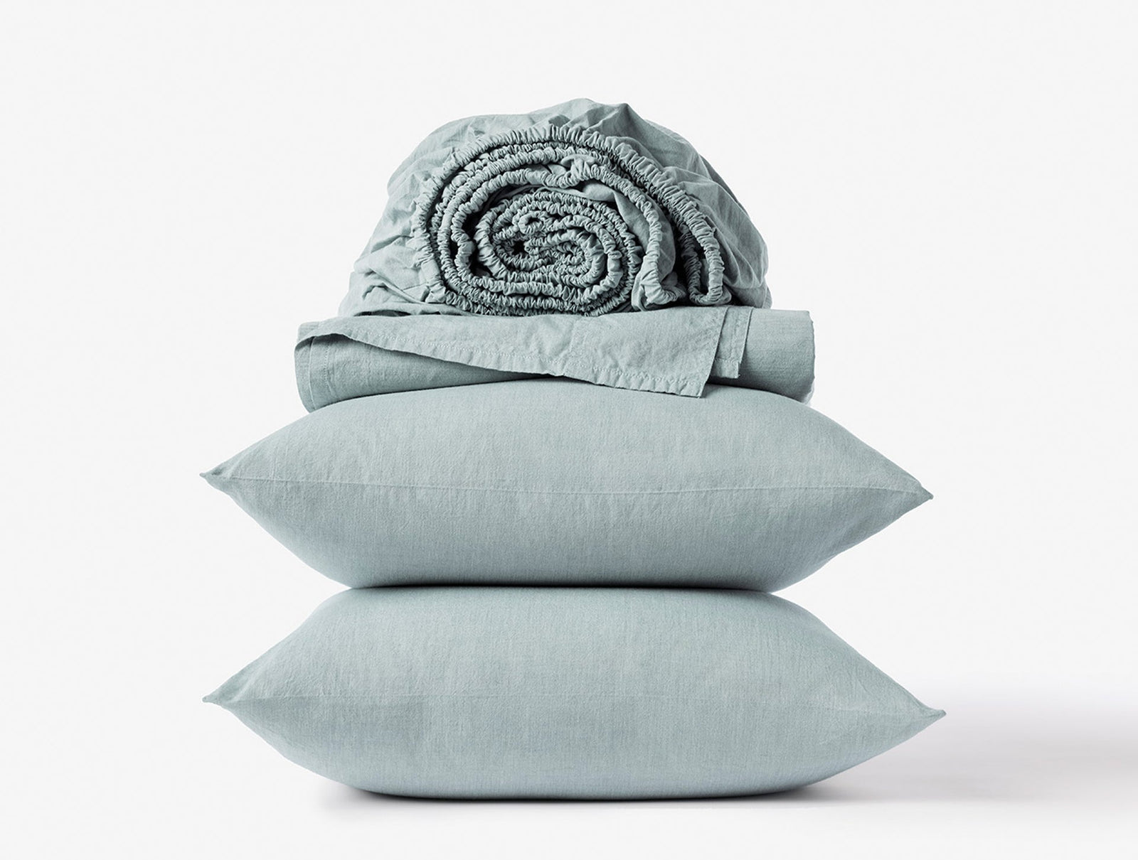 Coyuchi Surf Chambray Organic Crinkled Percale Sheet Set