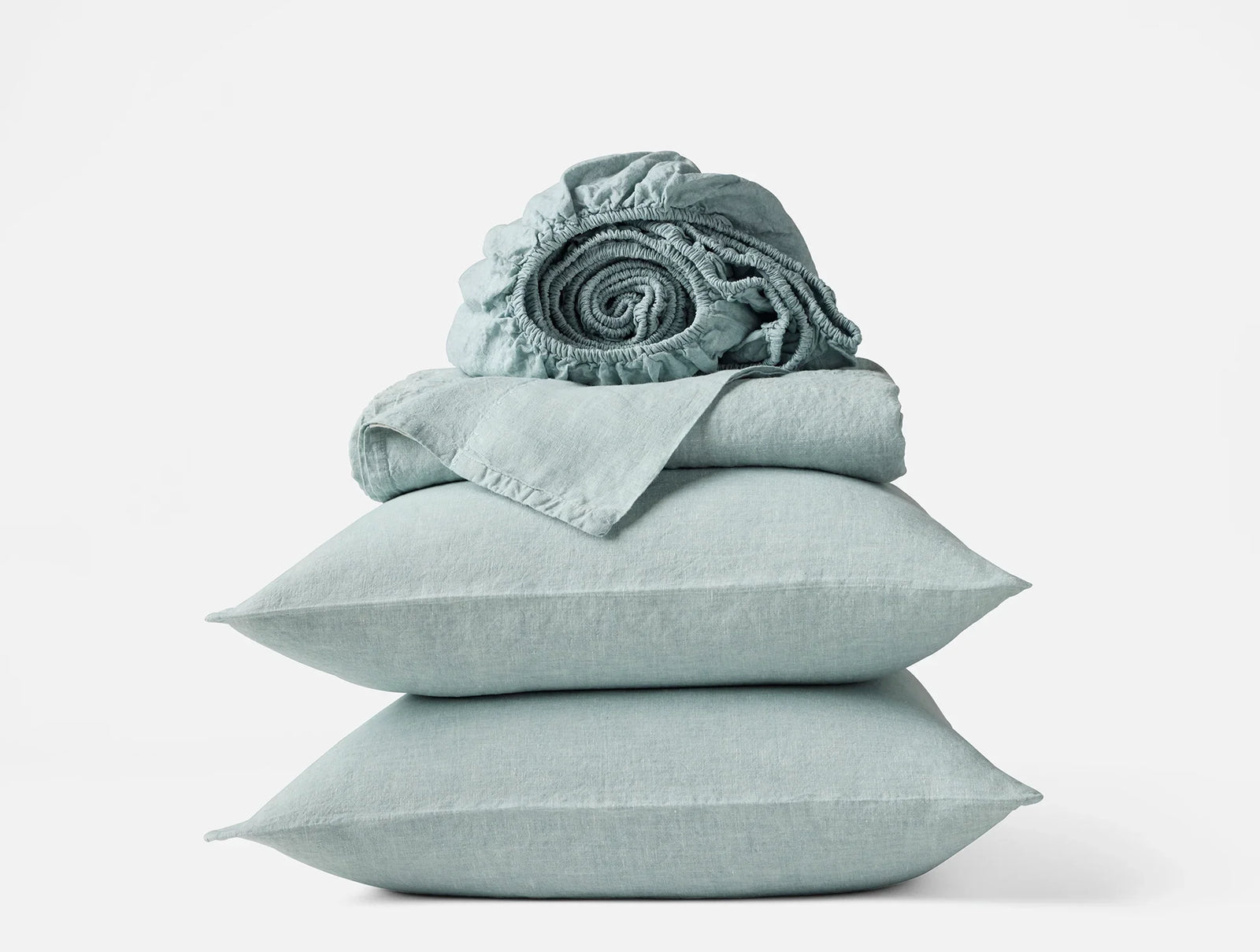 Coyuchi Queen Pacific Blue Chambray Organic Relaxed Linen Sheet Set