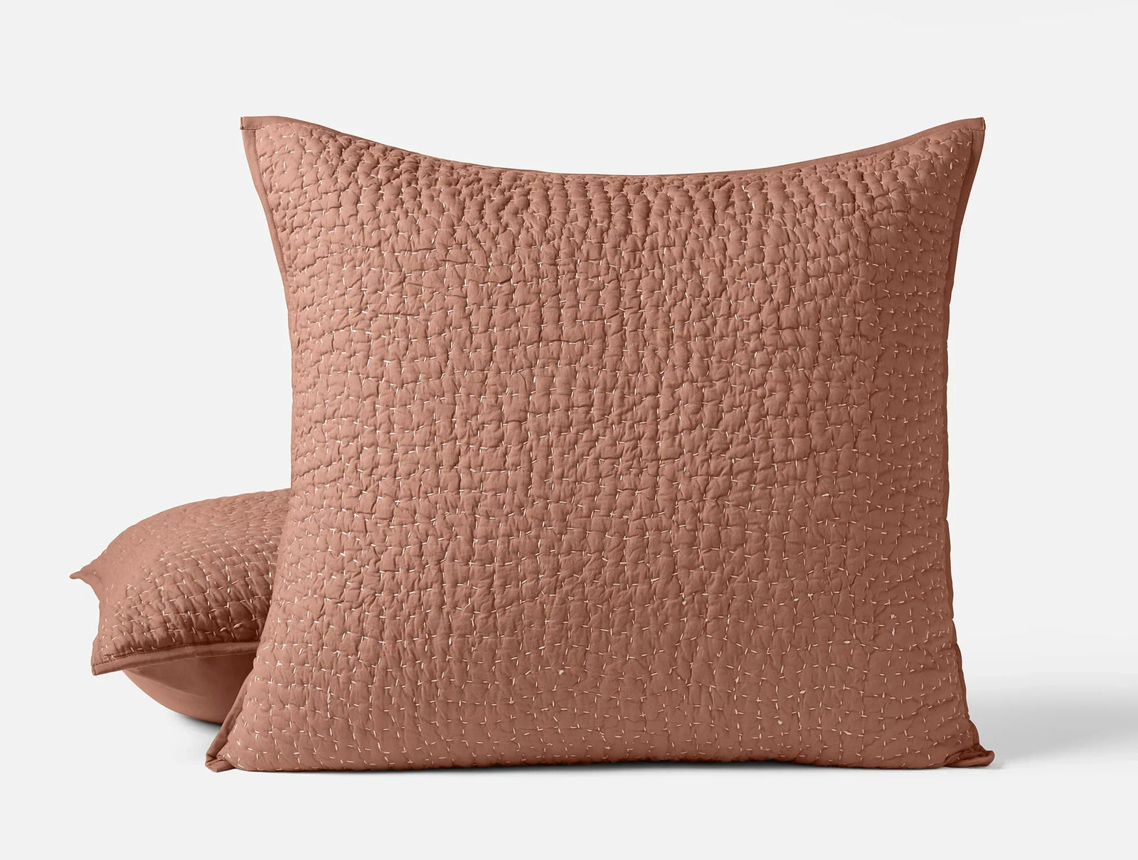 Coyuchi Euro Sham Praline Pebbled Handstitched Organic Quilt