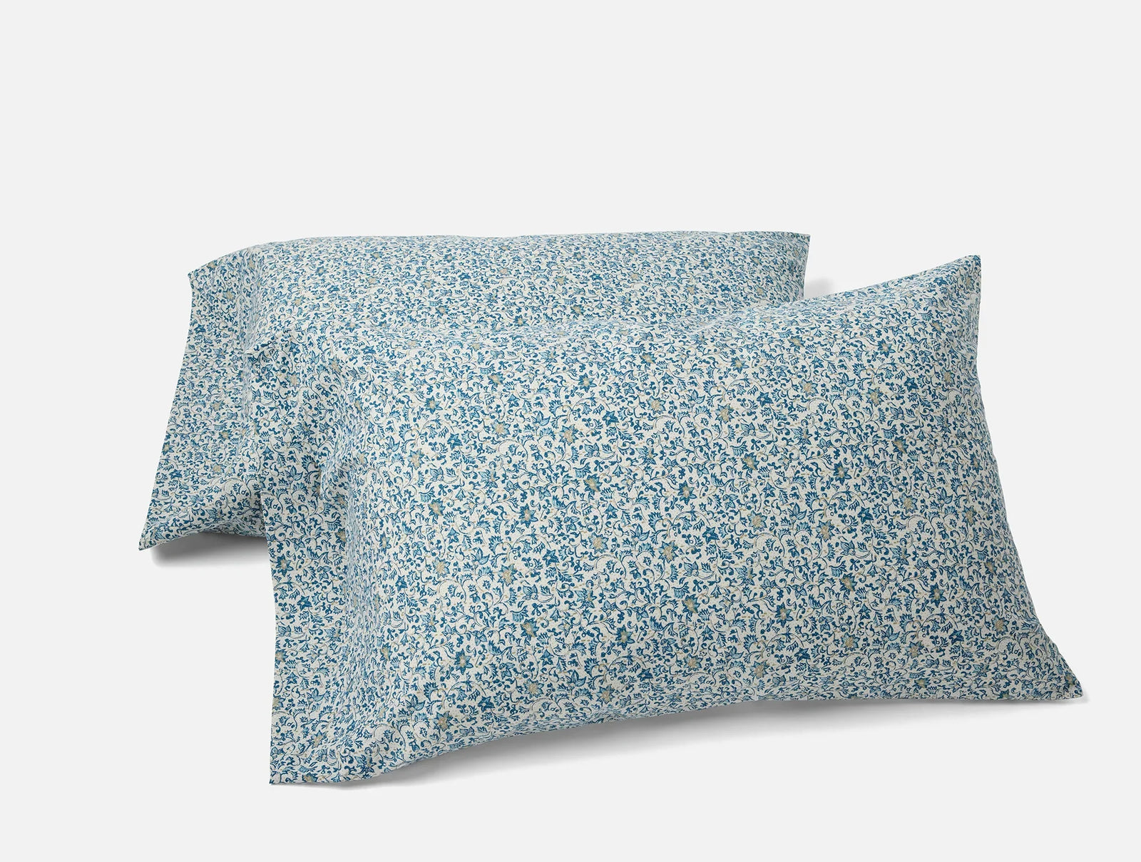 Coyuchi Standard Queen Pillowcase Set Indigo Asterid Organic Print Percale Sheet Set