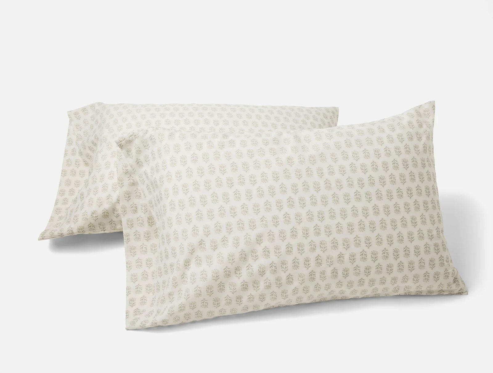 Coyuchi Standard Queen Pillowcase Set Seafoam Chrysanthemum Organic Print Percale Sheet Set