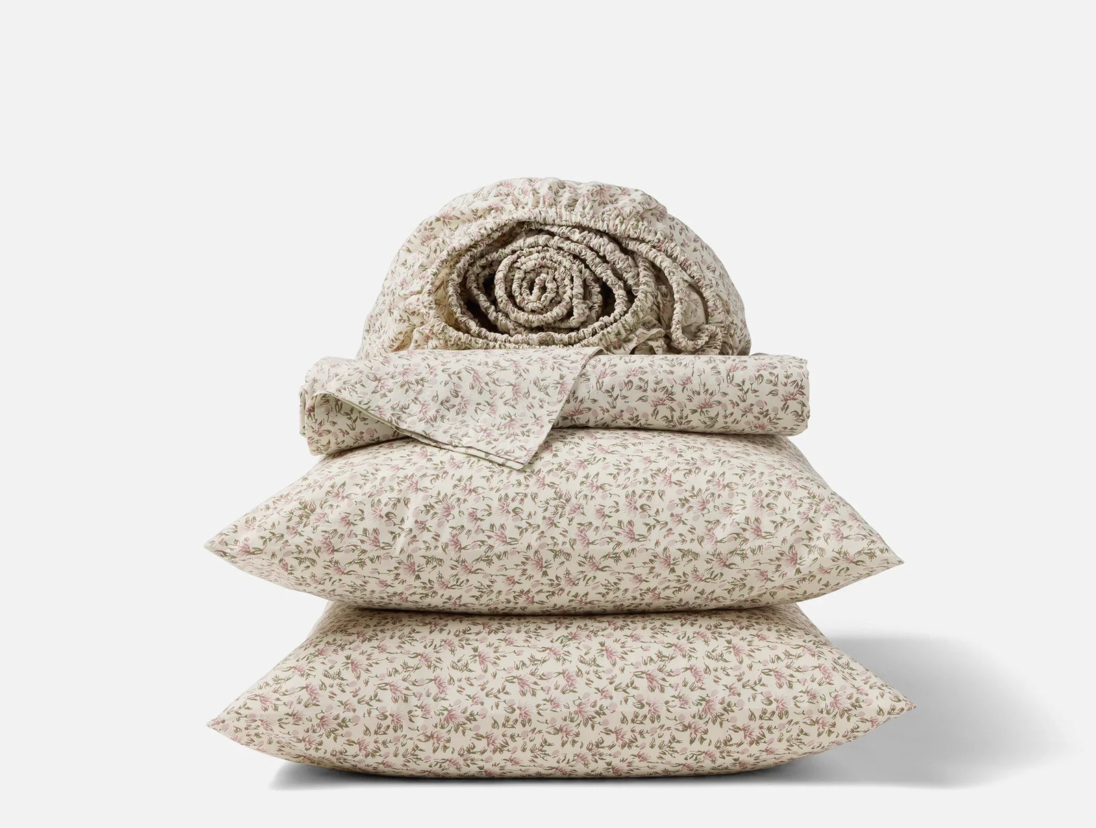 Coyuchi Twin Plum Blossom Primrose Organic Print Percale Sheet Set