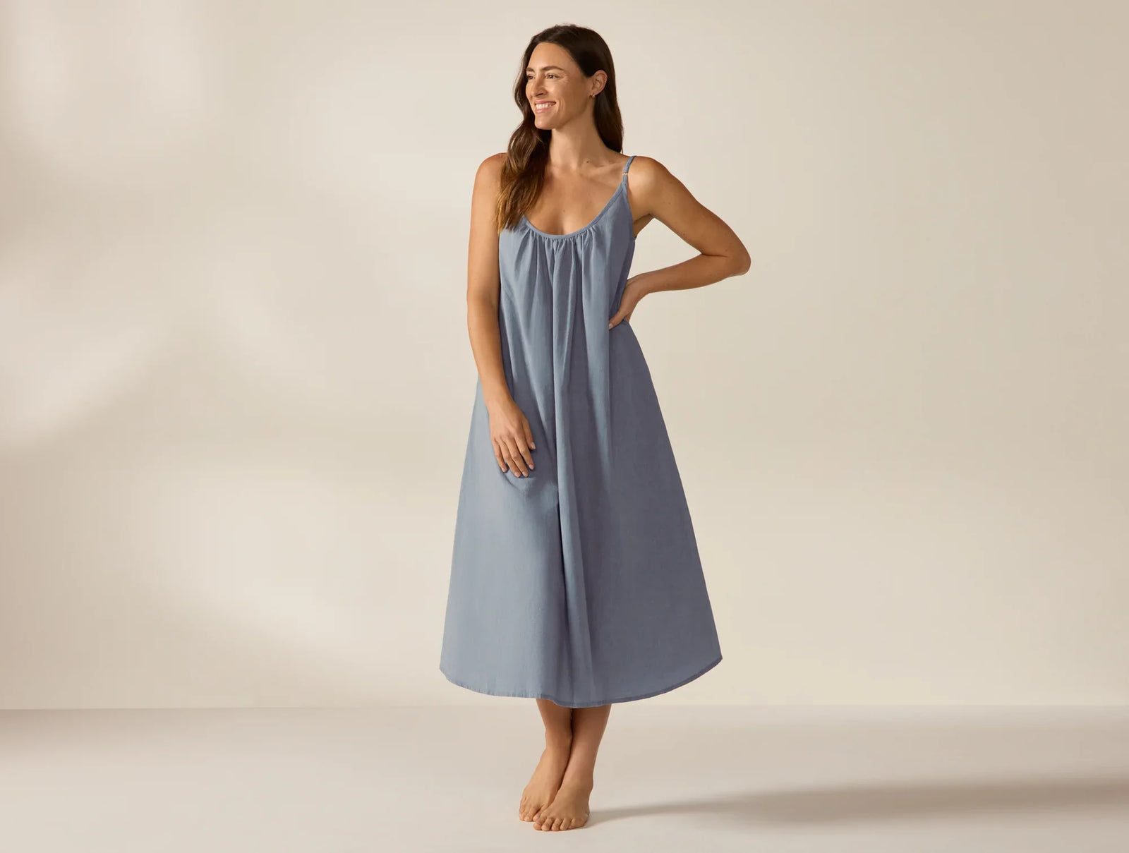 Coyuchi Large Indigo Chambray Women’s Isla Organic Cotton Night Dress