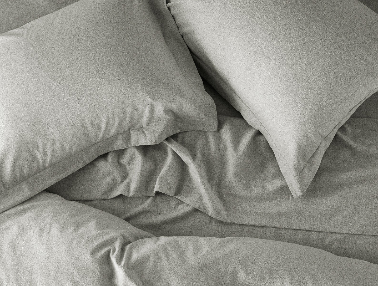 Coyuchi Sham - King Pale Gray Heather Cloud Brushed Organic Flannel Duvet Cover