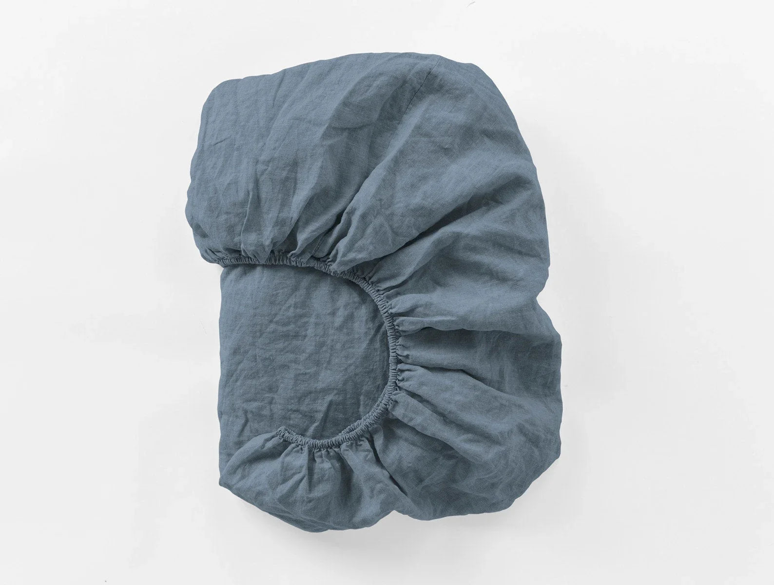 Coyuchi Cal King Harbor Blue Organic Relaxed Linen Fitted Sheet