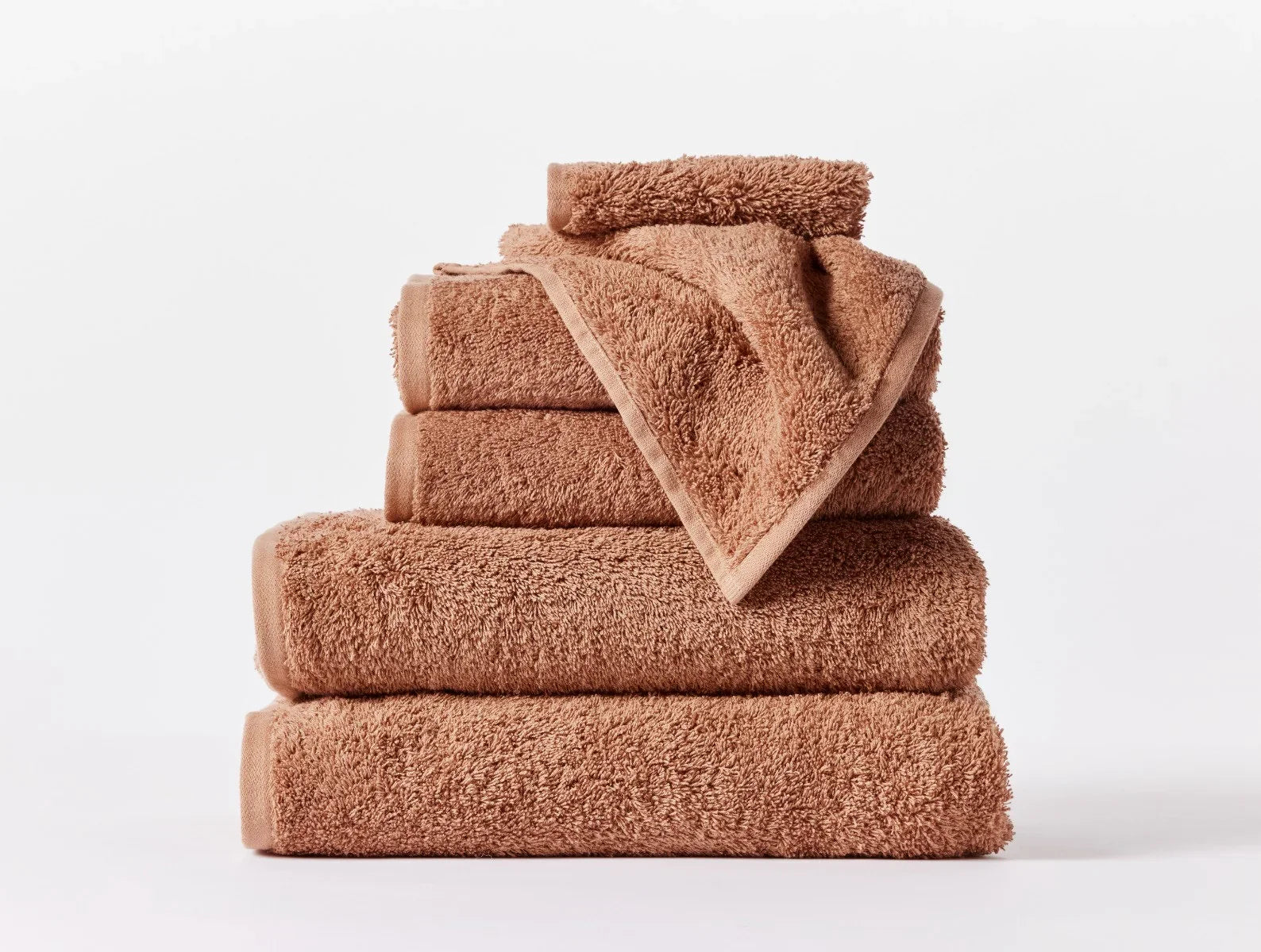 Coyuchi 6 pc Towel Set Praline Cloud Loom Organic Towels & Bath Mat