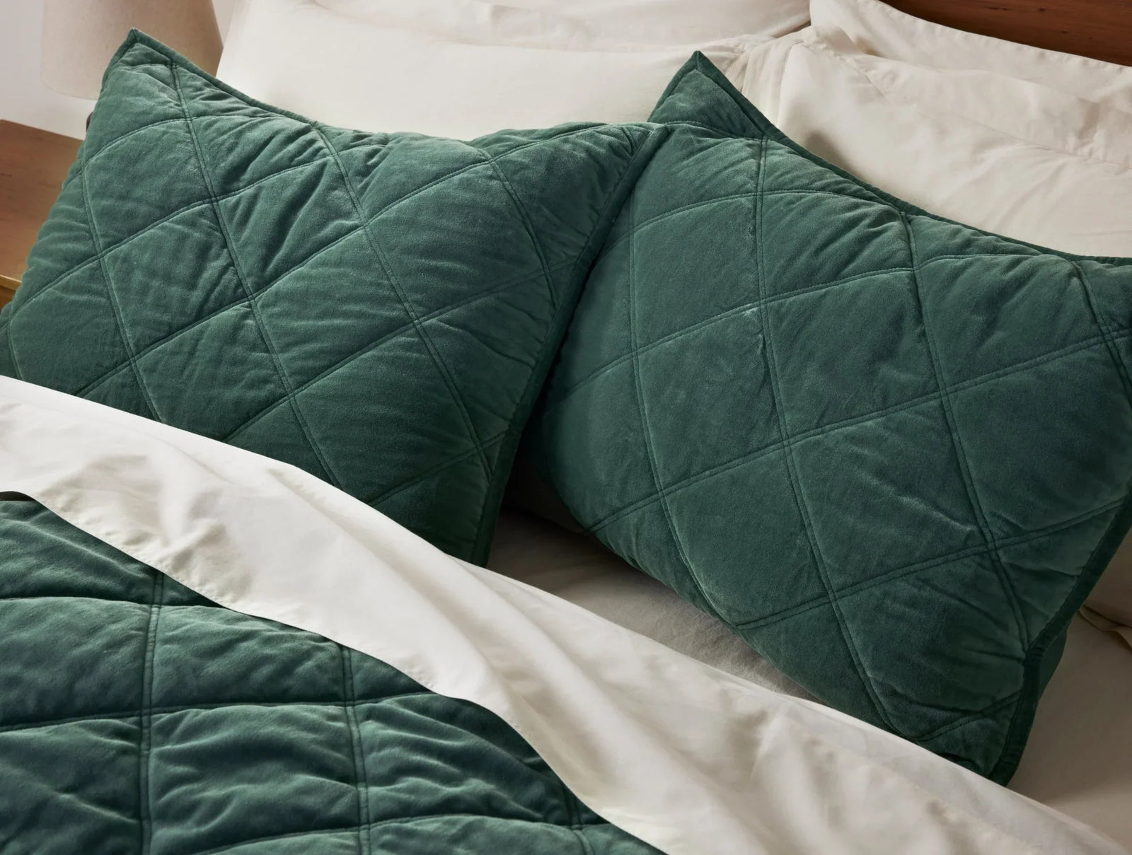 Coyuchi Standard Sham Evergreen Velvet Organic Quilt