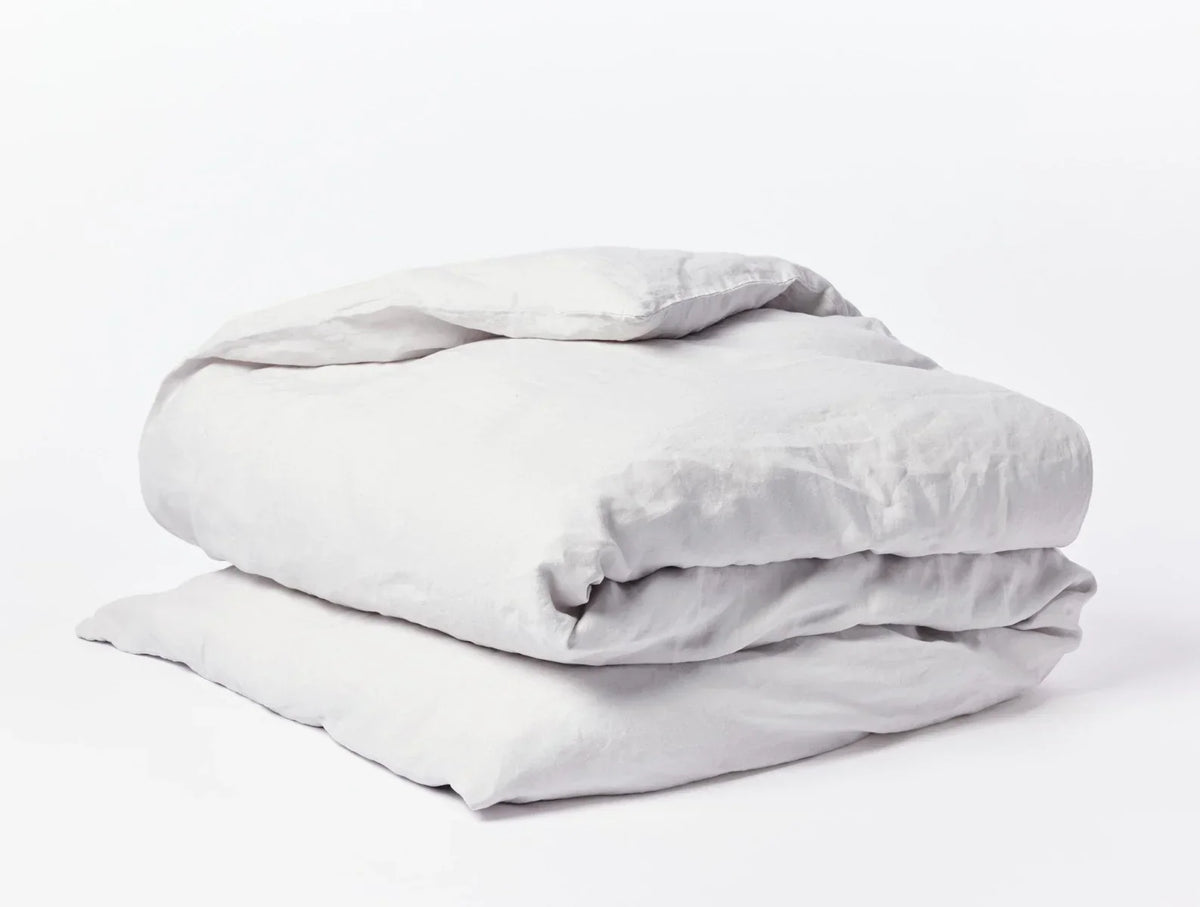 Coyuchi Full Queen Fog Organic Relaxed Linen Duvet Cover