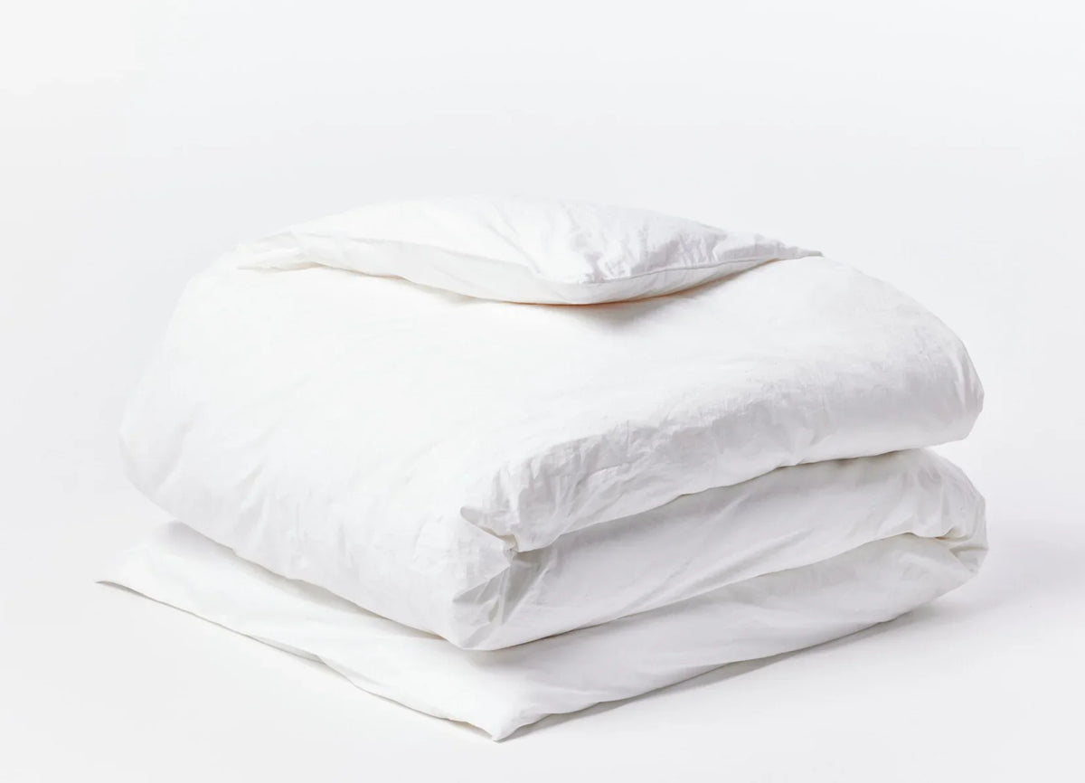 Coyuchi Alpine White Organic Crinkled Percale Duvet Cover