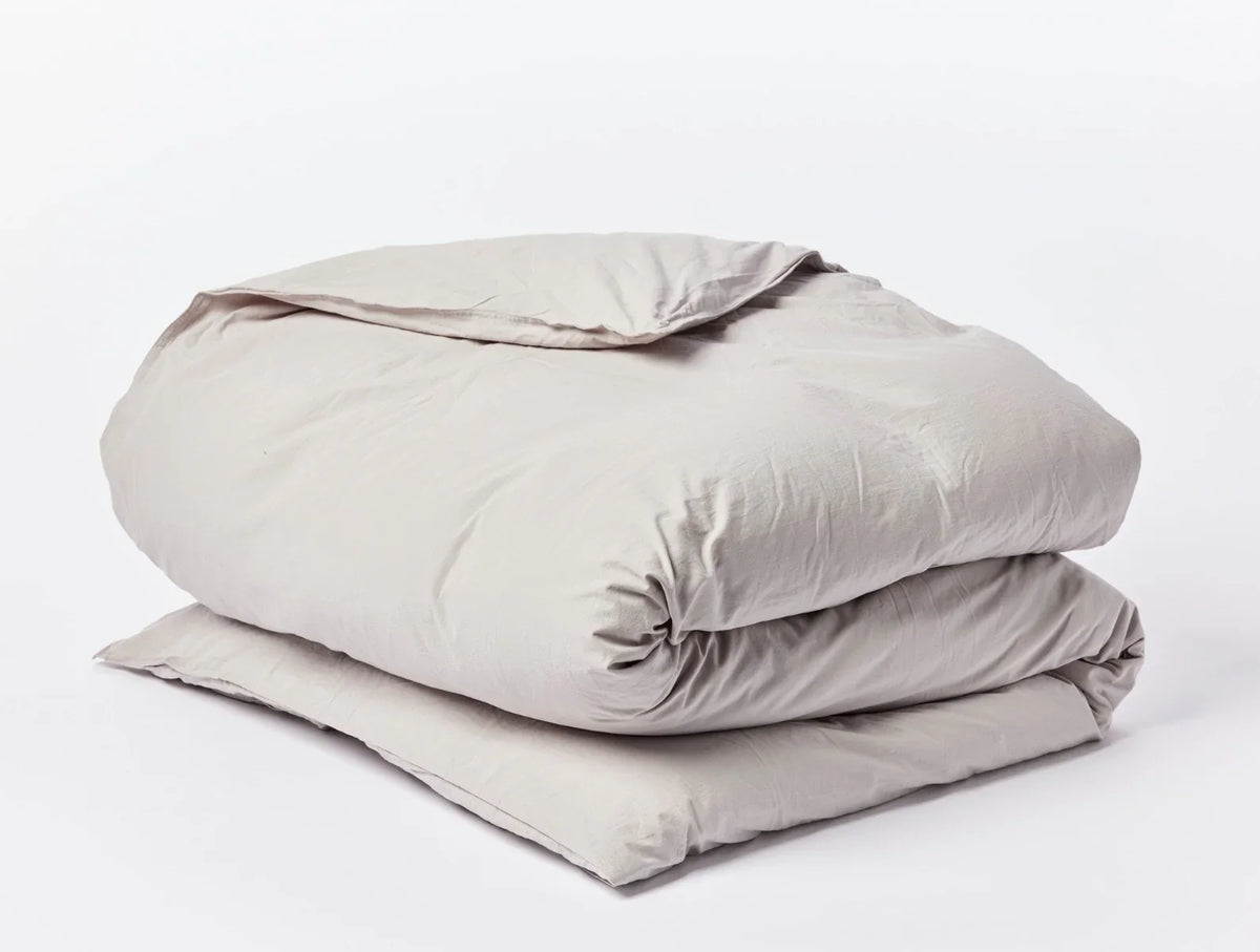 Coyuchi Pewter Organic Crinkled Percale Duvet Cover