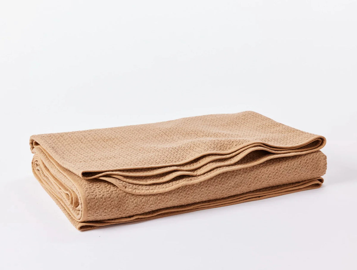 Coyuchi Full Queen Ginger Honeycomb Organic Blanket