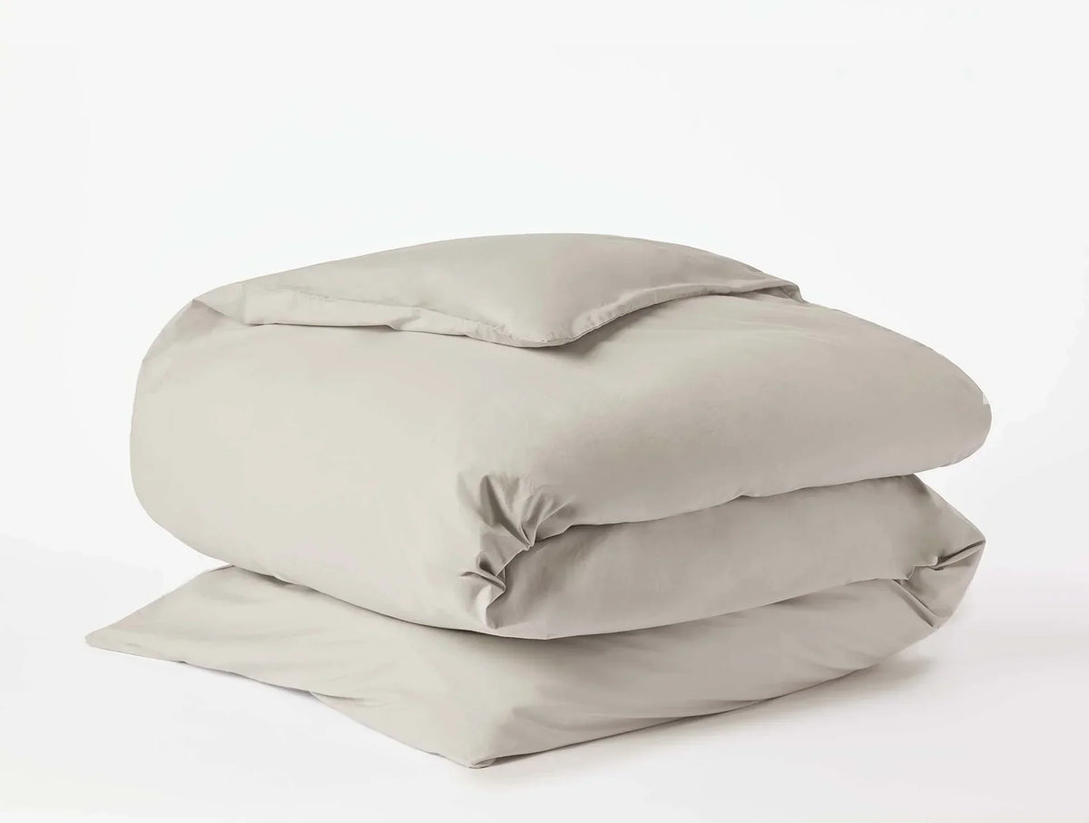 Coyuchi Stone Refined Organic Percale Duvet Cover