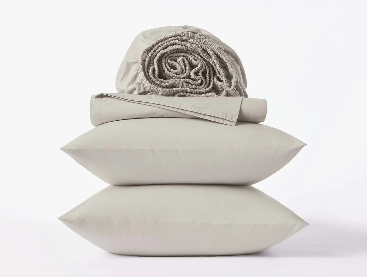 Coyuchi Stone Refined Organic Percale Sheet Set