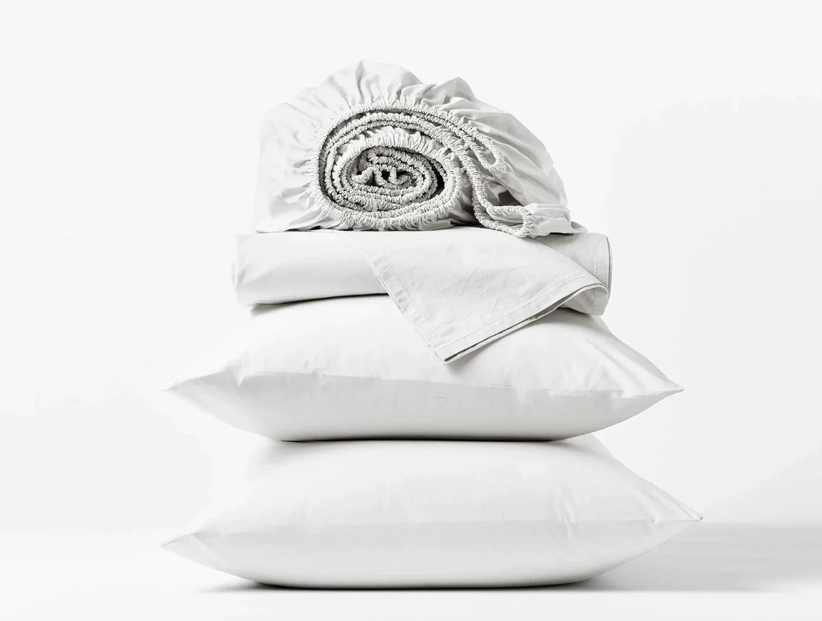 Coyuchi Alpine White Heritage Organic Percale Sheet Set