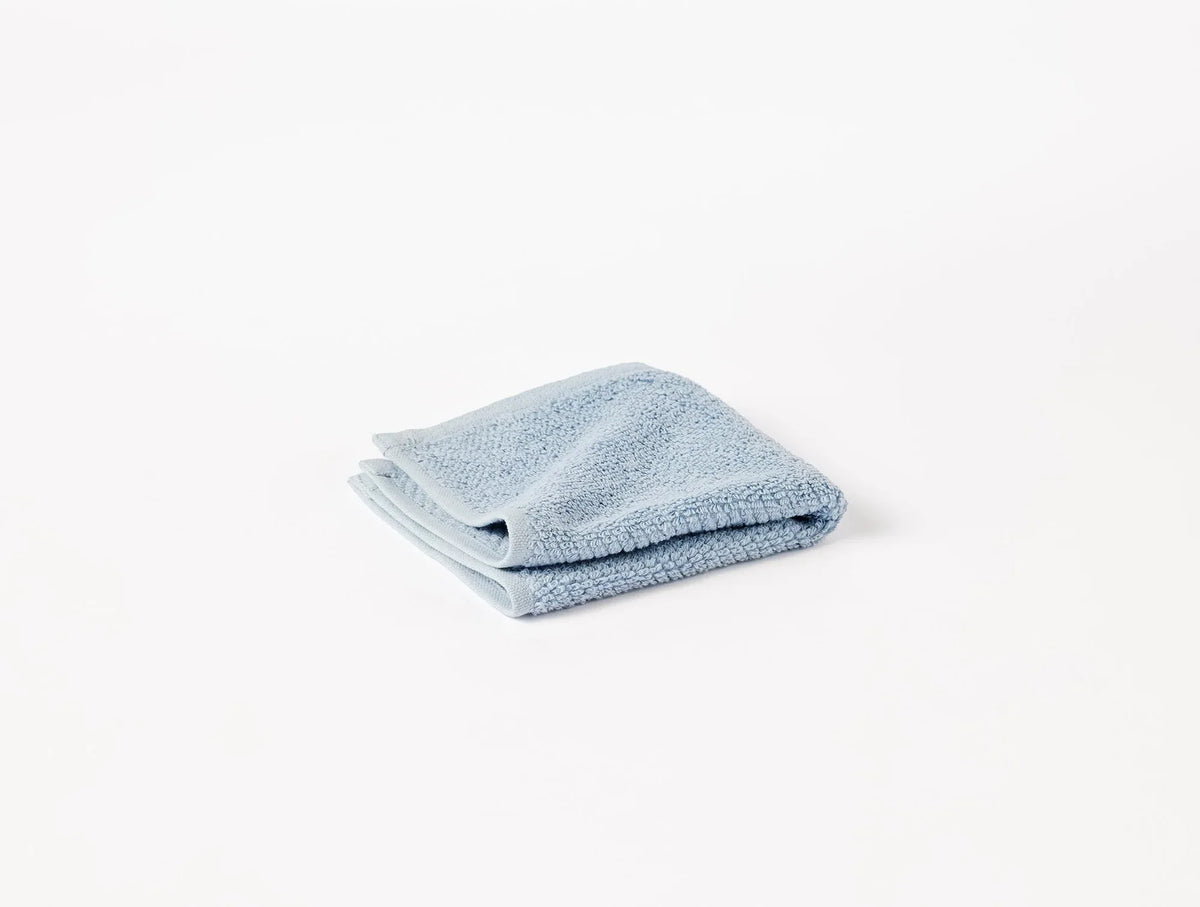 Coyuchi Wash Cloths - Set of 6 Stone Blue Air Weight Organic Towels &amp; Bath Mats