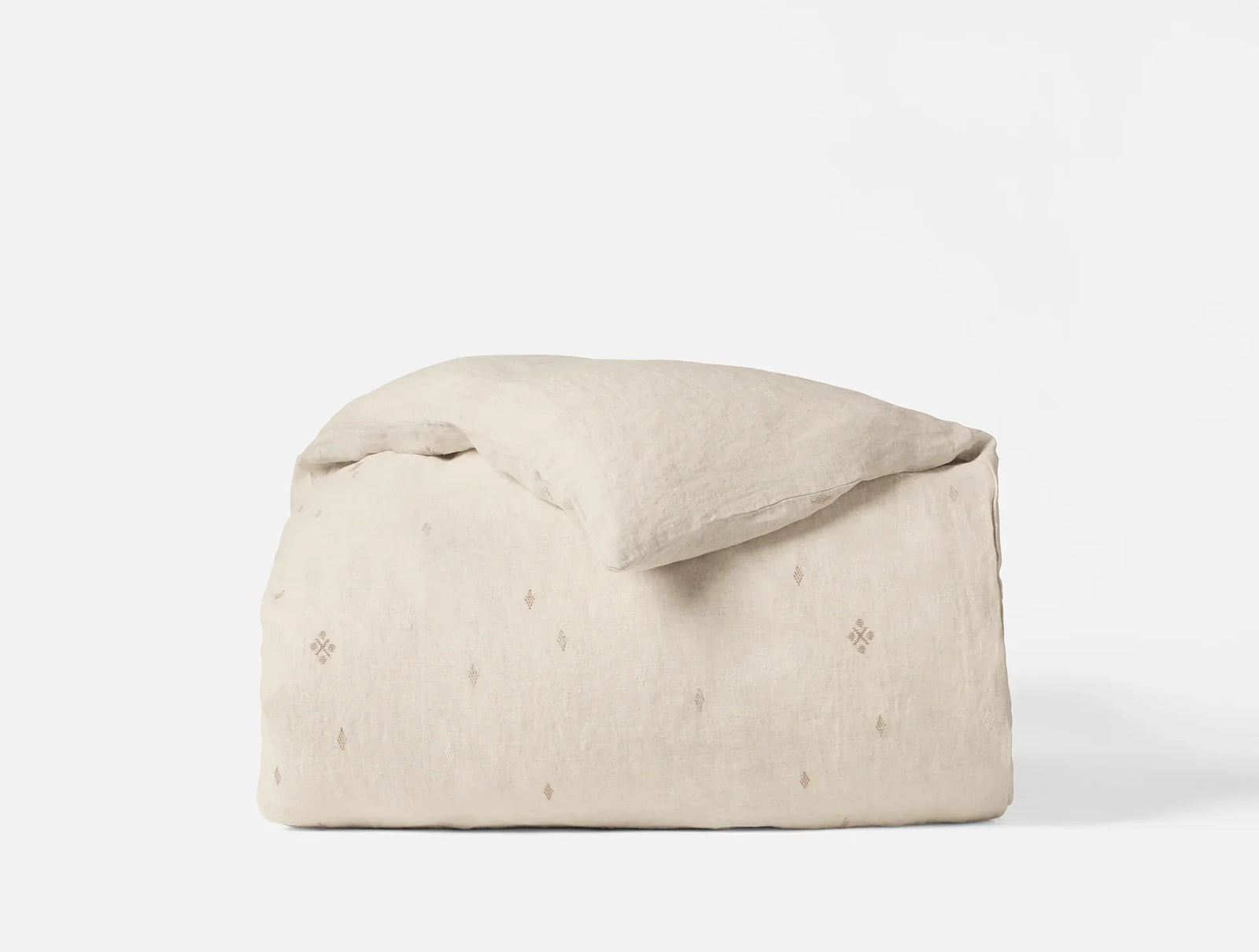 Coyuchi King Natural Chambray w Multi Cambria Embroidered Organic Linen Duvet Cover