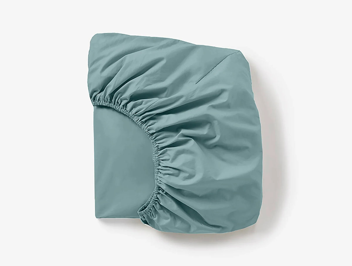 Coyuchi Queen Pacific Blue Cloud Soft Organic Sateen Fitted Sheet