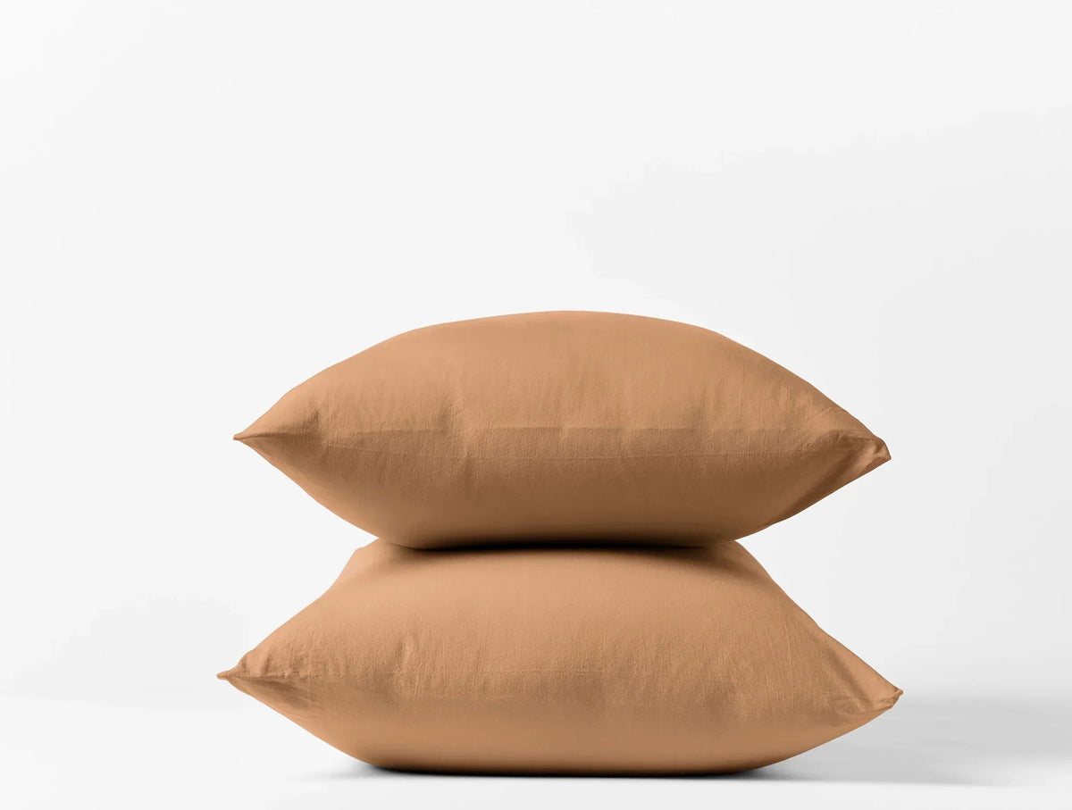 Coyuchi Standard Queen Pillowcase Set Ginger Organic Crinkled Percale Sheet Set