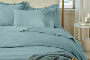 Coyuchi Pacific Blue Organic 300 TC Percale Duvet Cover