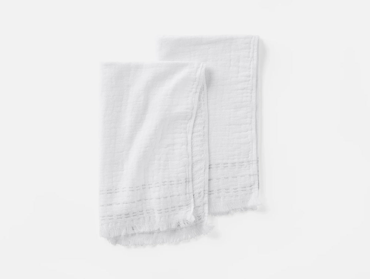Coyuchi Alpine White w Fog Alder Organic Hand Towel, Set of 2