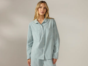 Coyuchi Surf Chambray Women's Isla Organic Cotton Long Sleeve Pajama Set