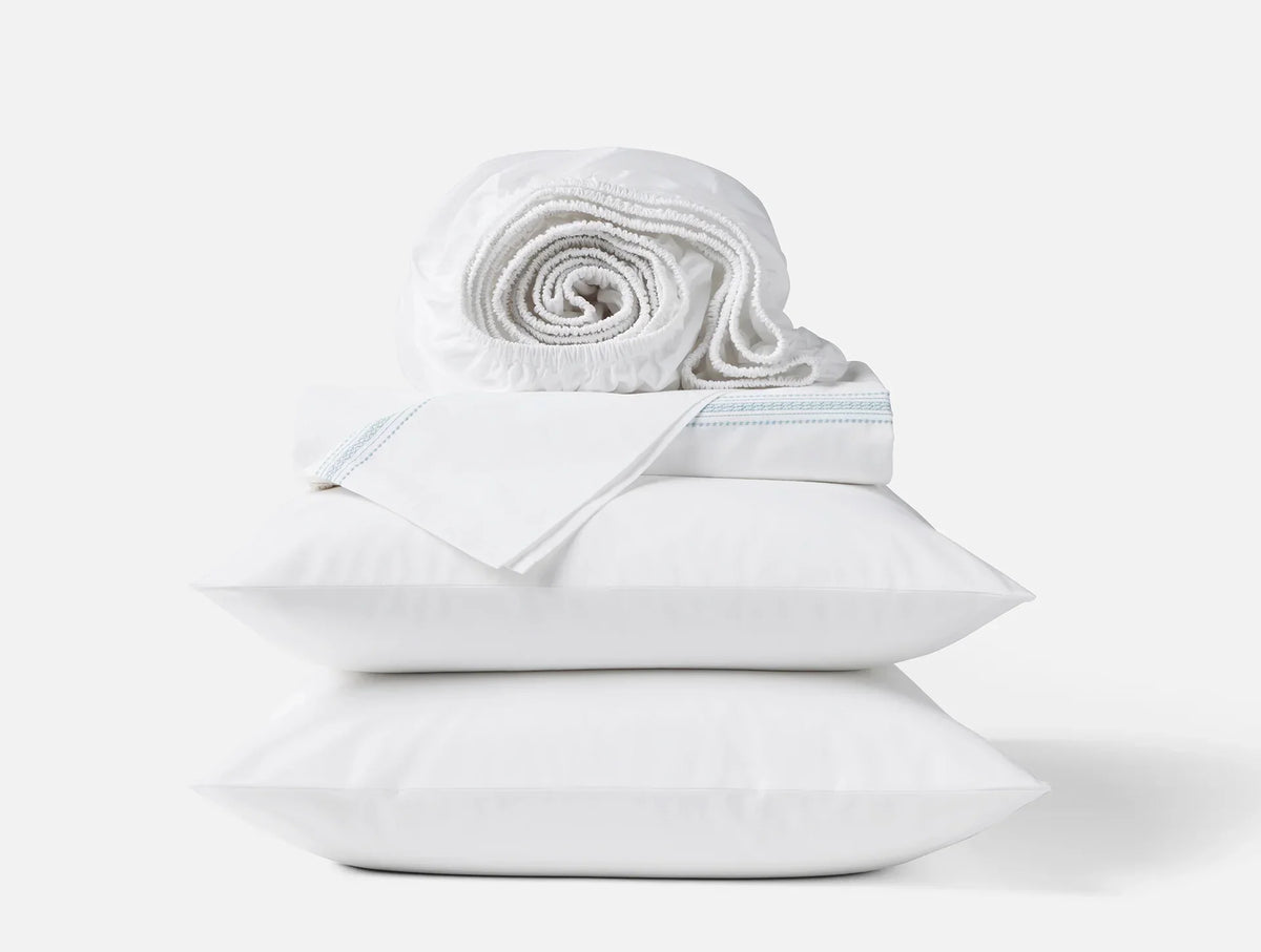 Coyuchi Landscape Embroidered Organic Percale Sheet Set