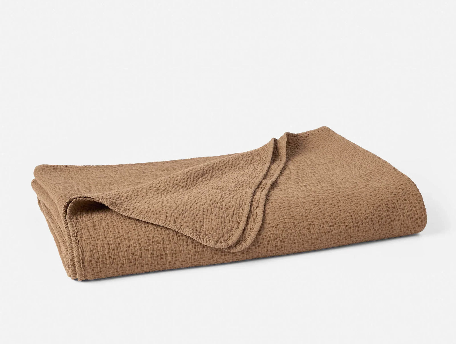 Coyuchi King Chestnut Cascade Organic Matelasse Blanket