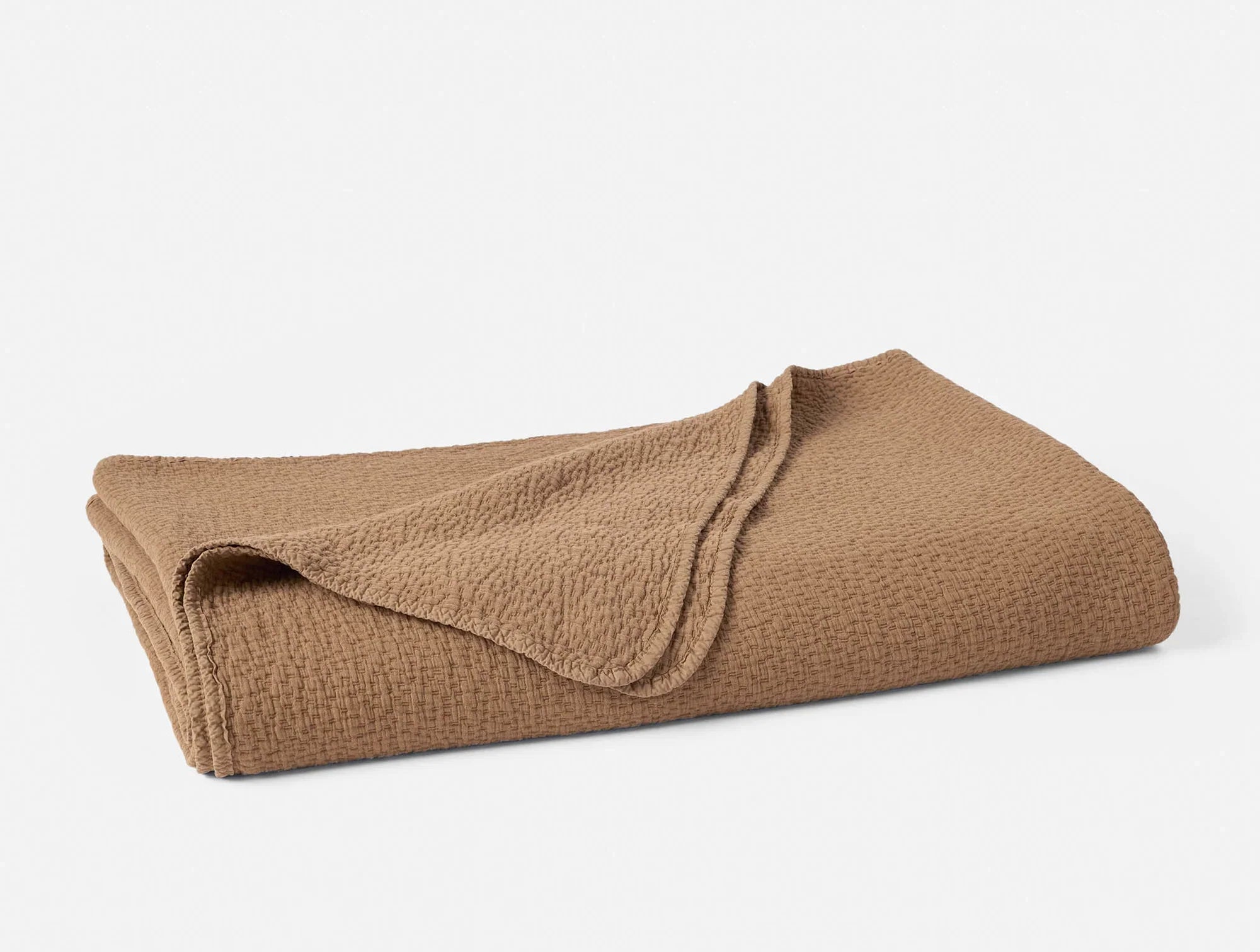 Coyuchi King Chestnut Cascade Organic Matelasse Blanket