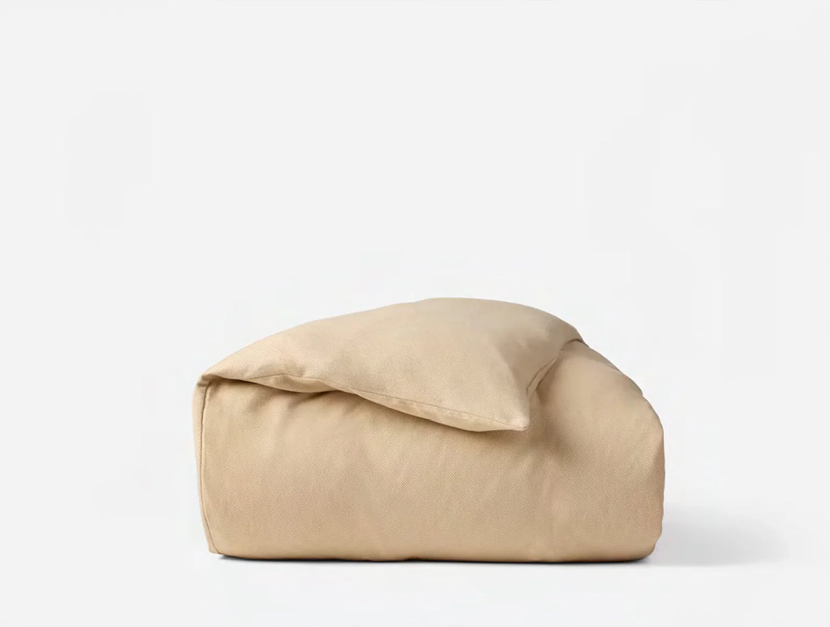 Coyuchi Full Queen Fawn Herringbone Cloud Brushed Organic Flannel Duvet Cover