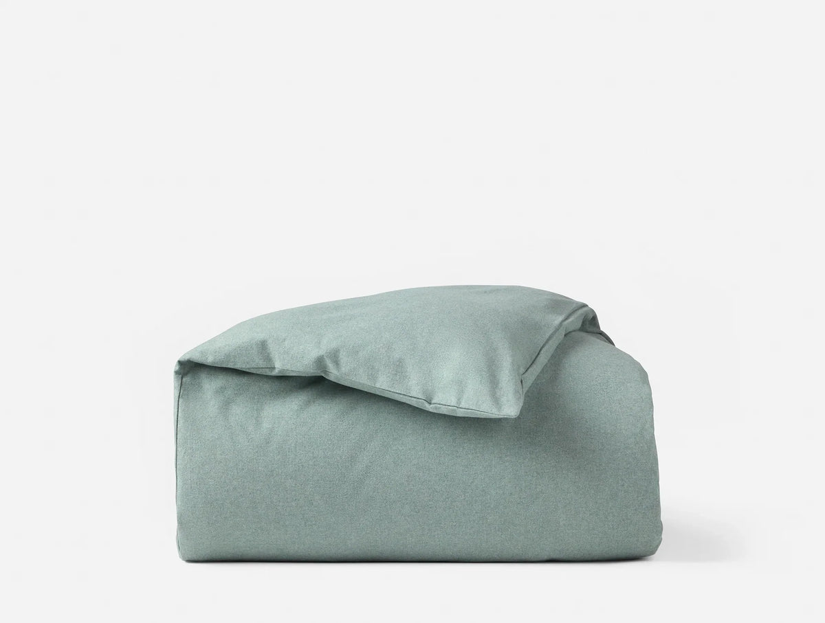 Coyuchi Full Queen Thyme Heather Cloud Brushed Organic Flannel Duvet Cover