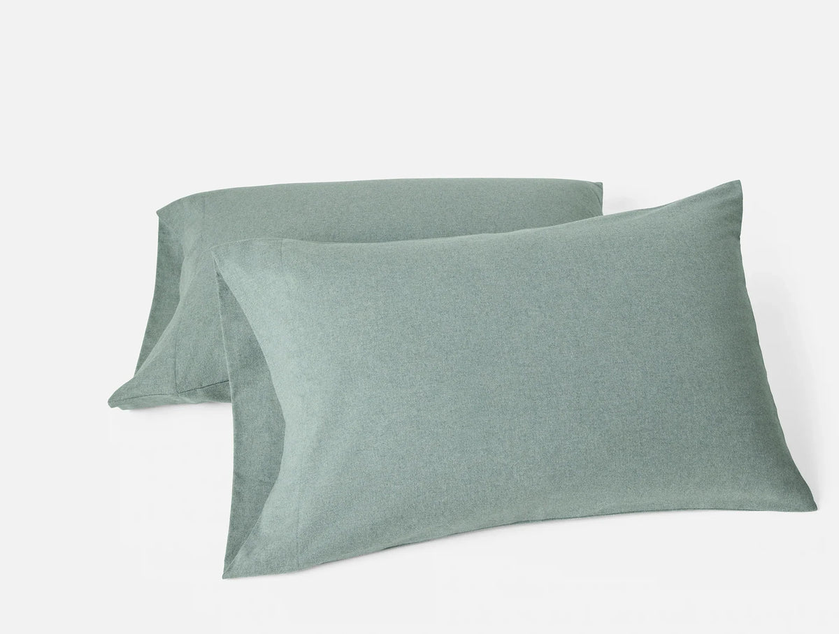 Coyuchi Pillowcase- Standard Thyme Heather Cloud Brushed Organic Flannel Sheet Set