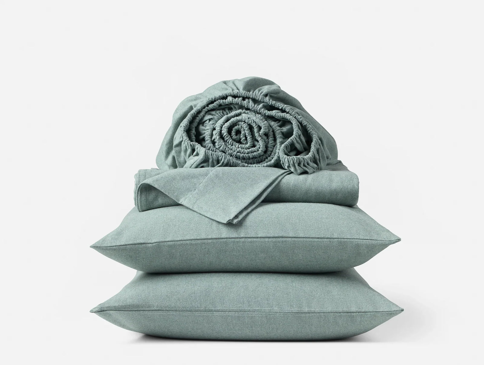 Coyuchi Queen Thyme Heather Cloud Brushed Organic Flannel Sheet Set