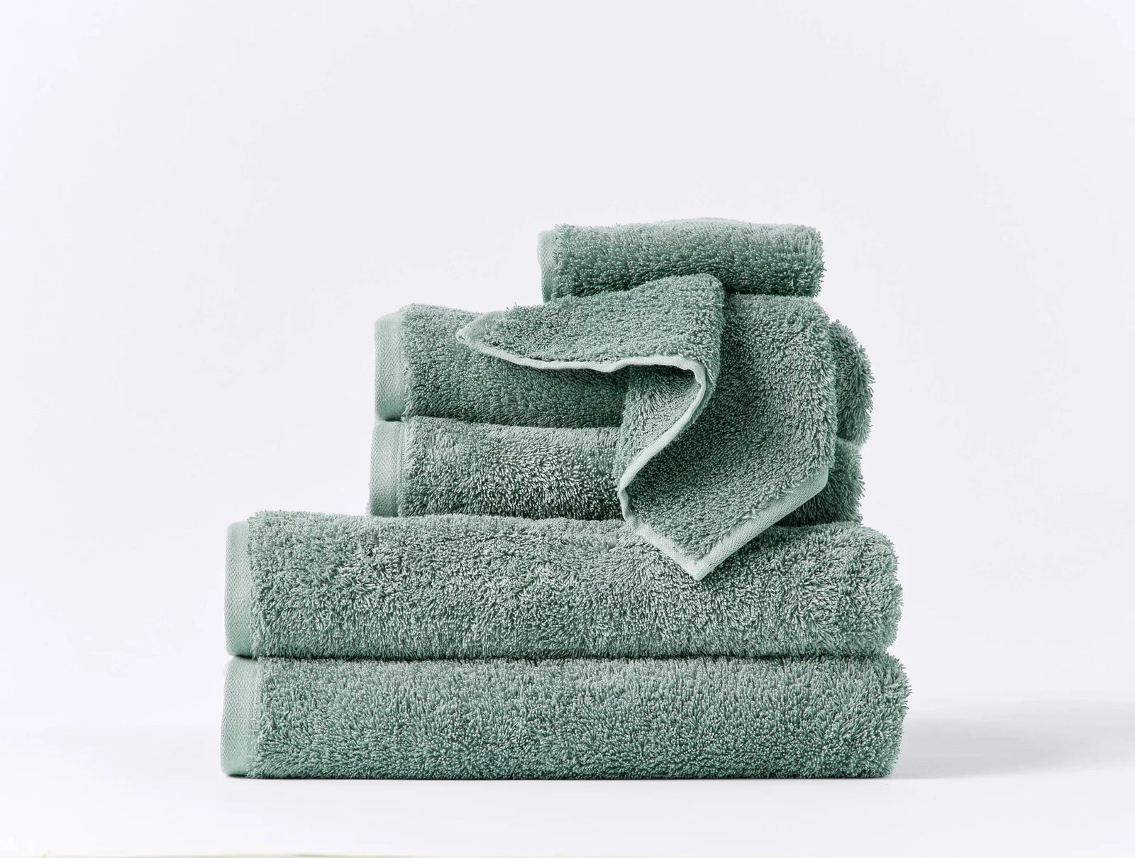 Coyuchi 6 pc Towel Set Seafoam Cloud Loom Organic Towels & Bath Mat