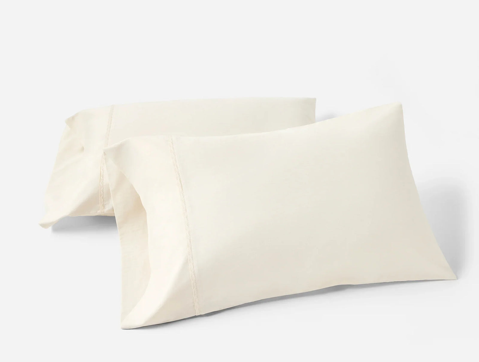 Coyuchi Pillowcase set - Standard Queen Undyed Scalloped Cloud Soft Organic Sateen Sheet Set