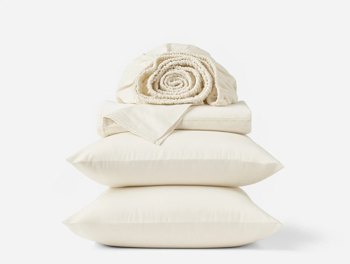 Coyuchi Queen Undyed Scalloped Cloud Soft Organic Sateen Sheet Set