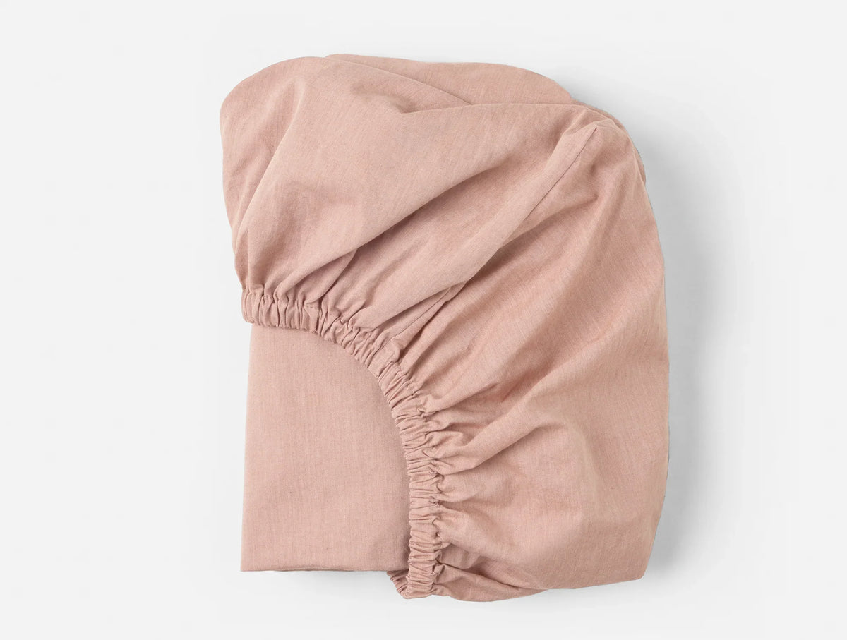 Coyuchi Praline Chambray Organic Crinkled Percale Crib Fitted Sheet