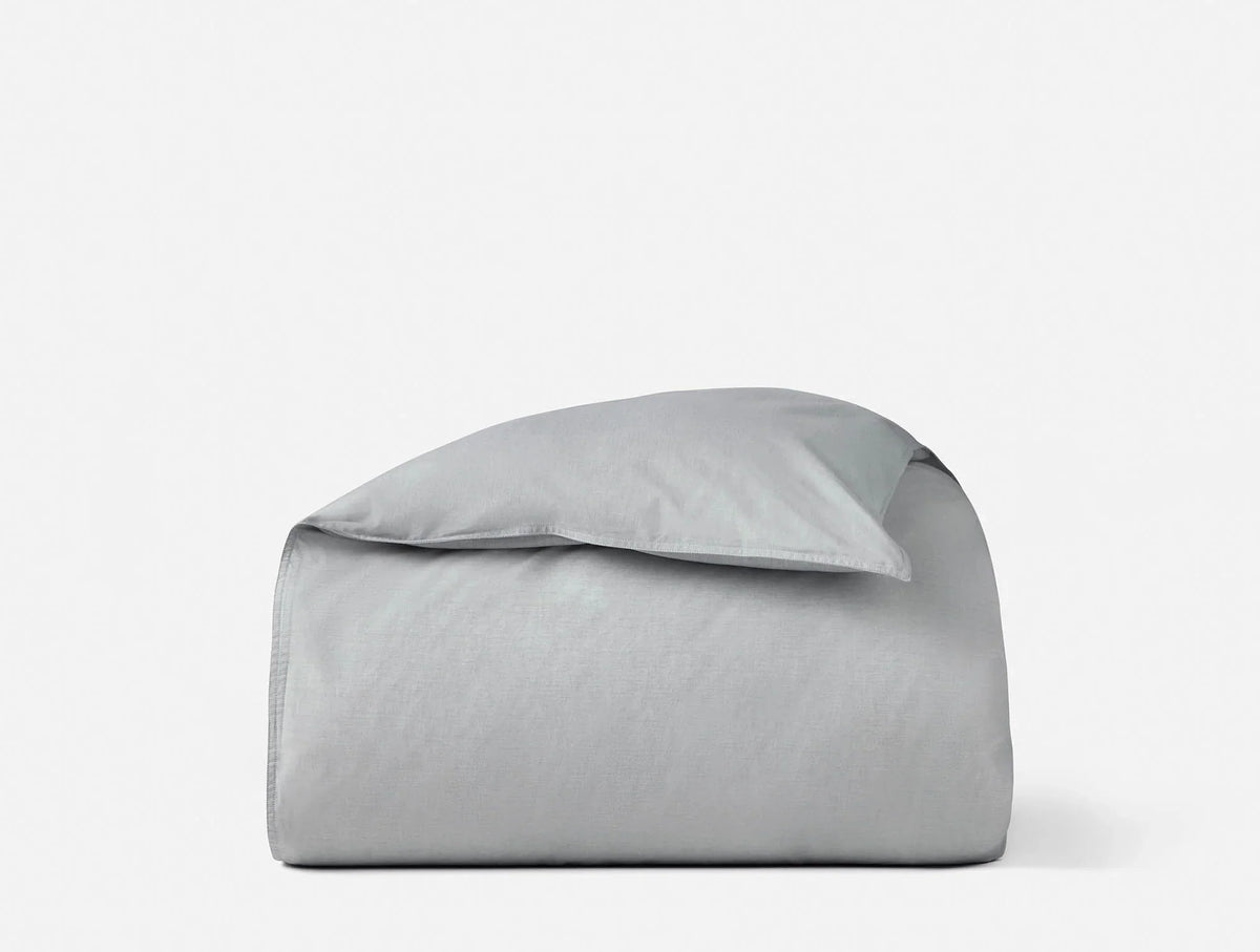 Coyuchi Twin Graphite Chambray Organic Crinkled Percale Duvet Cover