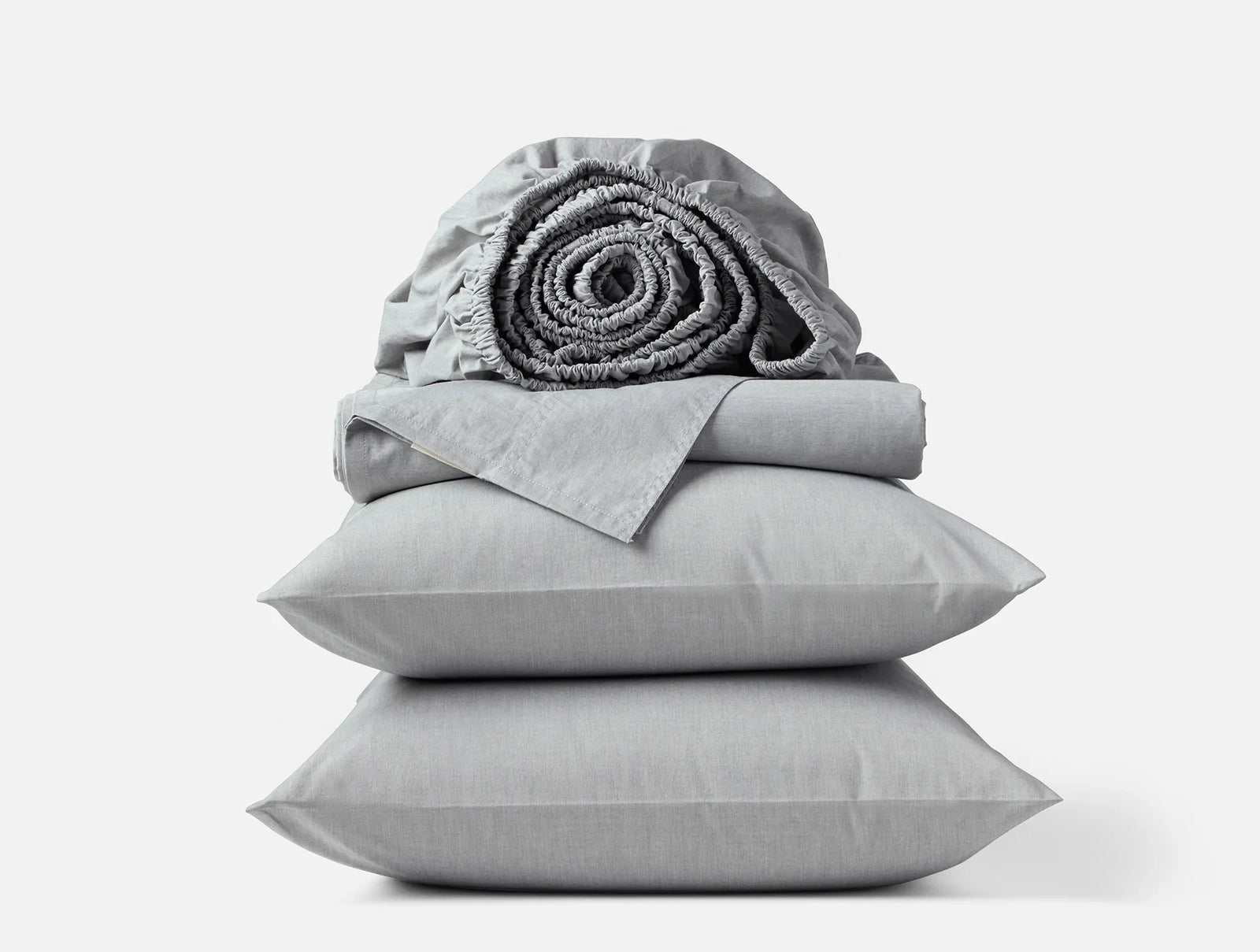 Coyuchi Full Graphite Chambray Organic Crinkled Percale Sheet Set