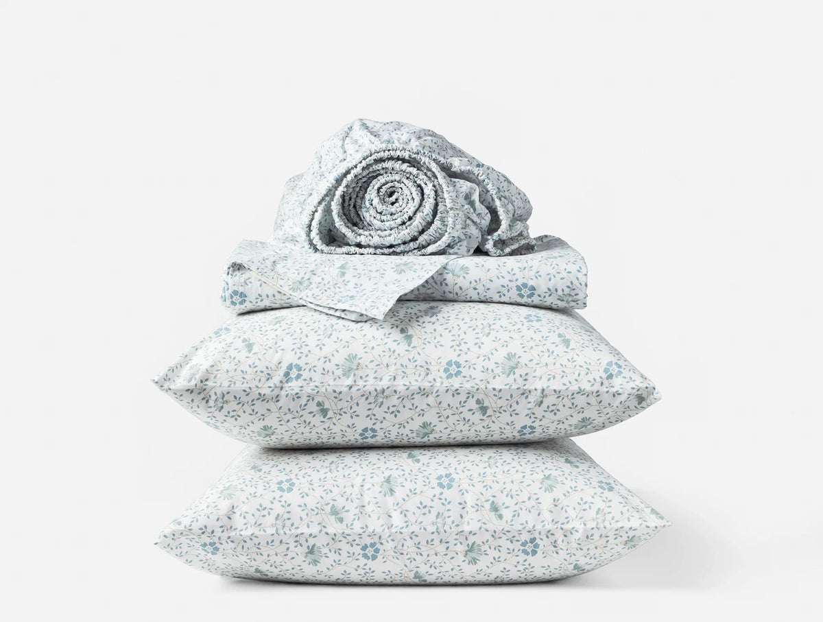 Coyuchi Queen Tidal Meadow Organic Print Percale Sheet Set