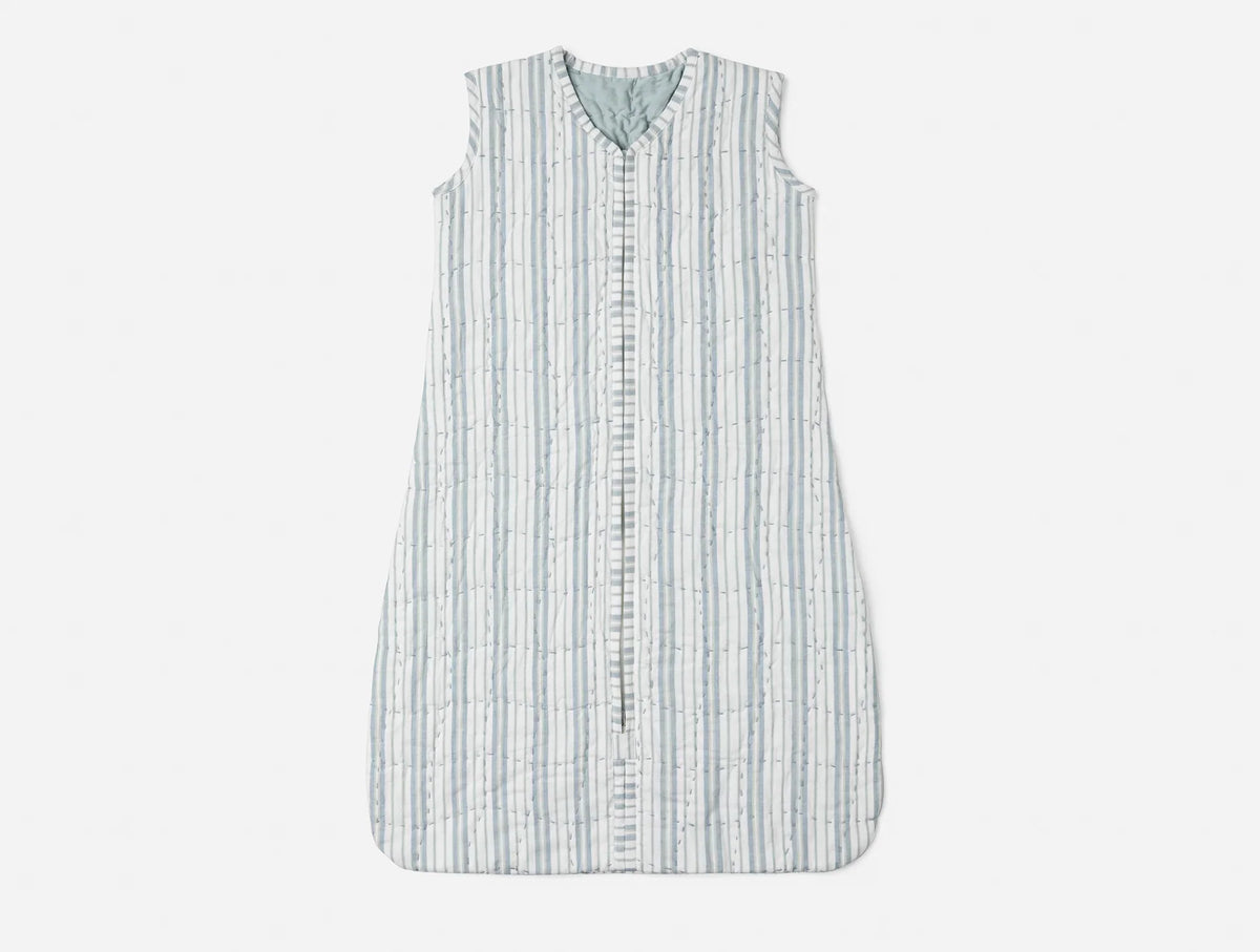 Coyuchi Pacific Blue Stripe 0-6 Months Pebbled Handstitched Organic Snuggle Sack
