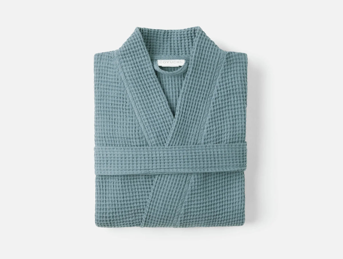 Coyuchi Medium Large Lagoon Unisex Organic Waffle Robe