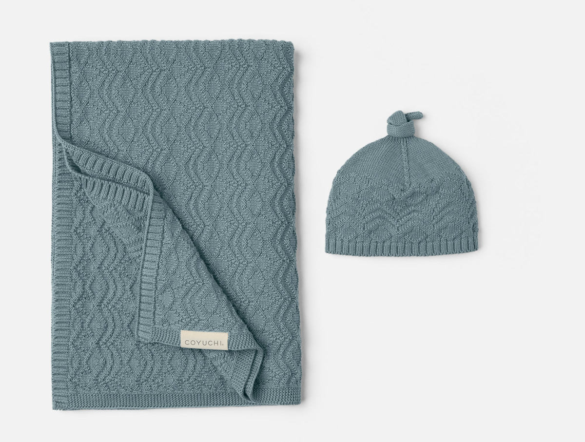 Coyuchi Lagoon Wren Organic Knit Baby Gift Set