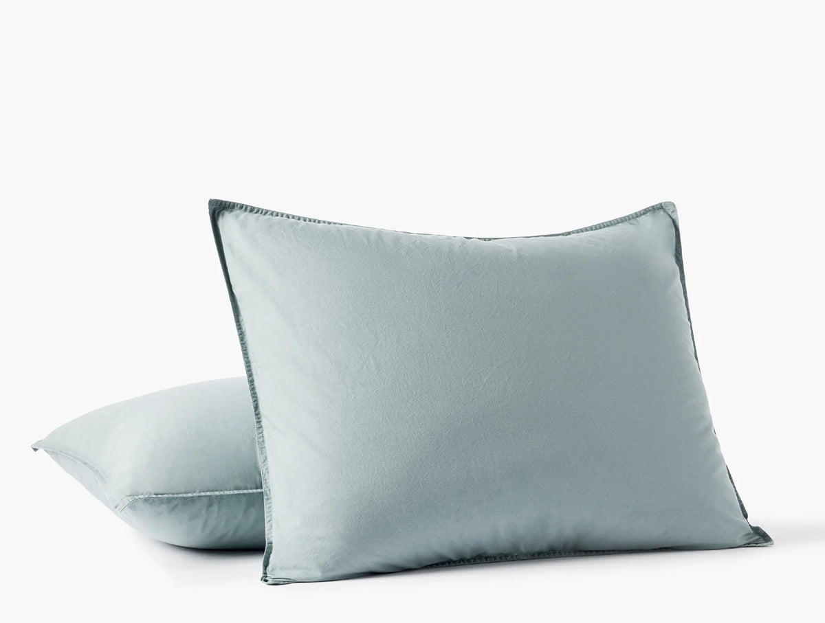 Coyuchi Standard Sham Surf Chambray Organic Crinkled Percale Duvet Cover