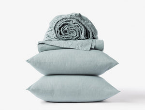 Coyuchi Surf Chambray Organic Crinkled Percale Sheets